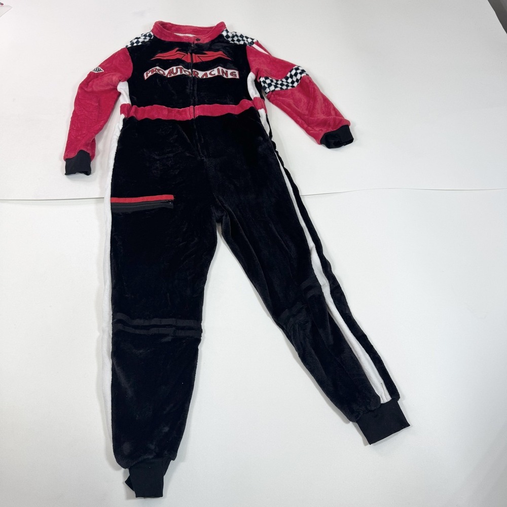 Funziez Silver Lilly Racing One-piece Women Medium Black Checkered Fleece Pajama